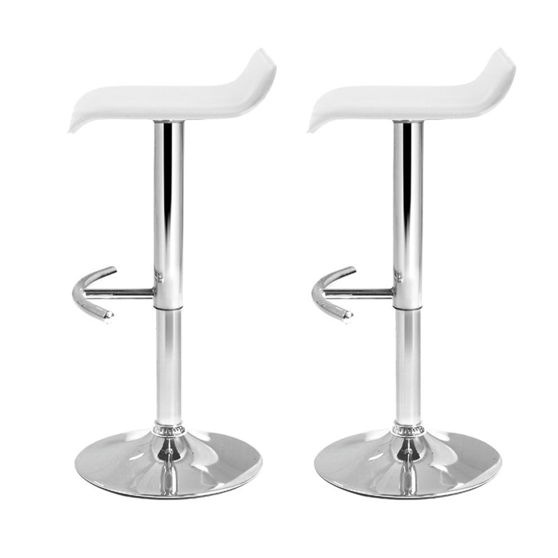 Set of 2 - Leather Wave Style Bar Stools - White