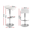 Set of 4 - Leather Wave Style Bar Stools - White