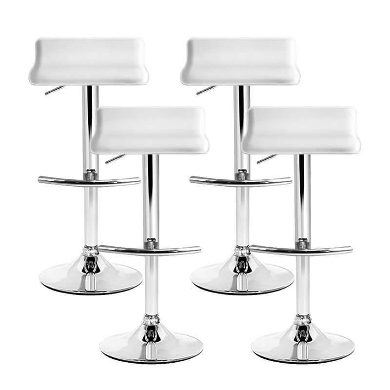 Set of 4 - Leather Wave Style Bar Stools - White