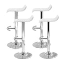 Set of 4 - Leather Wave Style Bar Stools - White