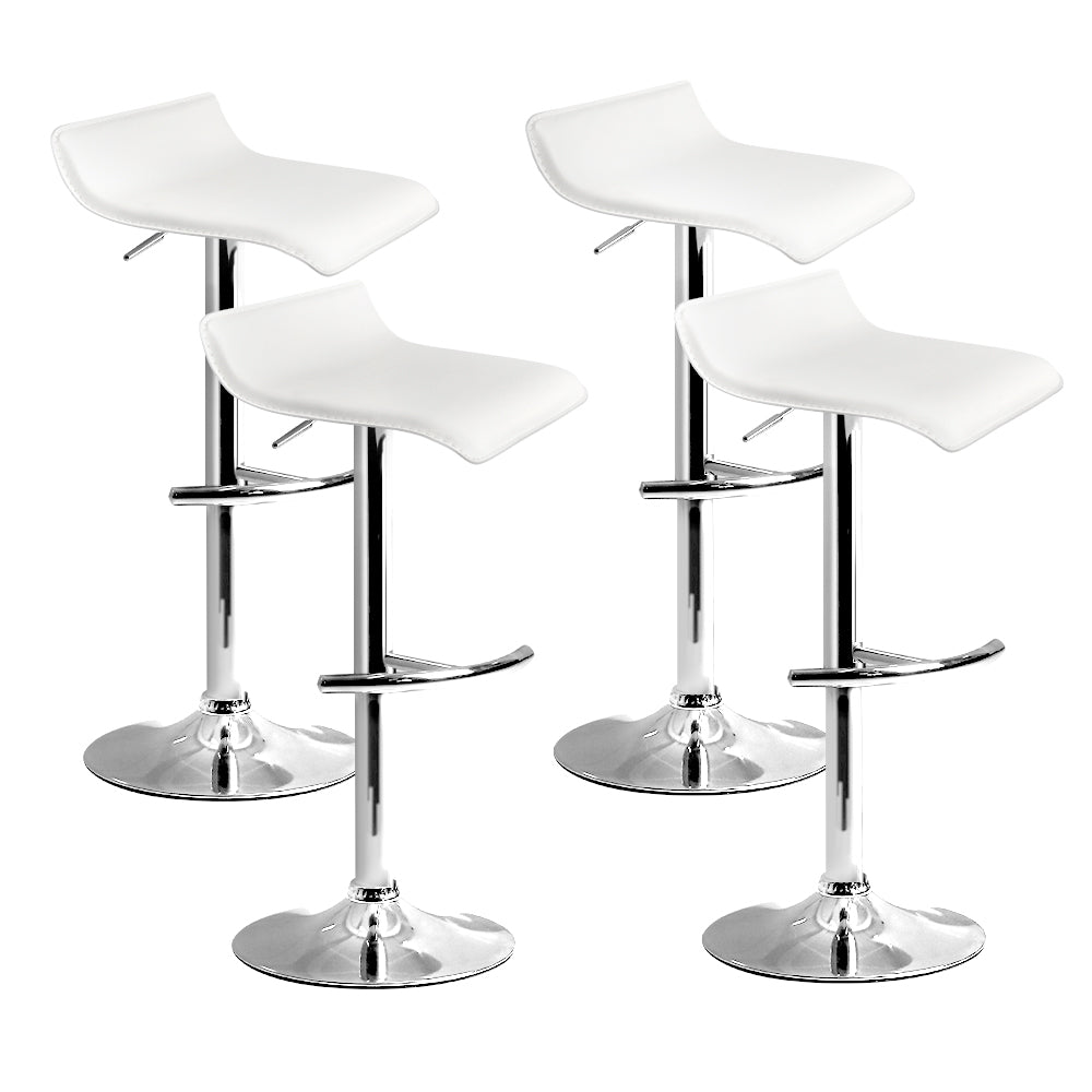 Haven 4x Bar Stools Adjustable Gas Lift Chairs White