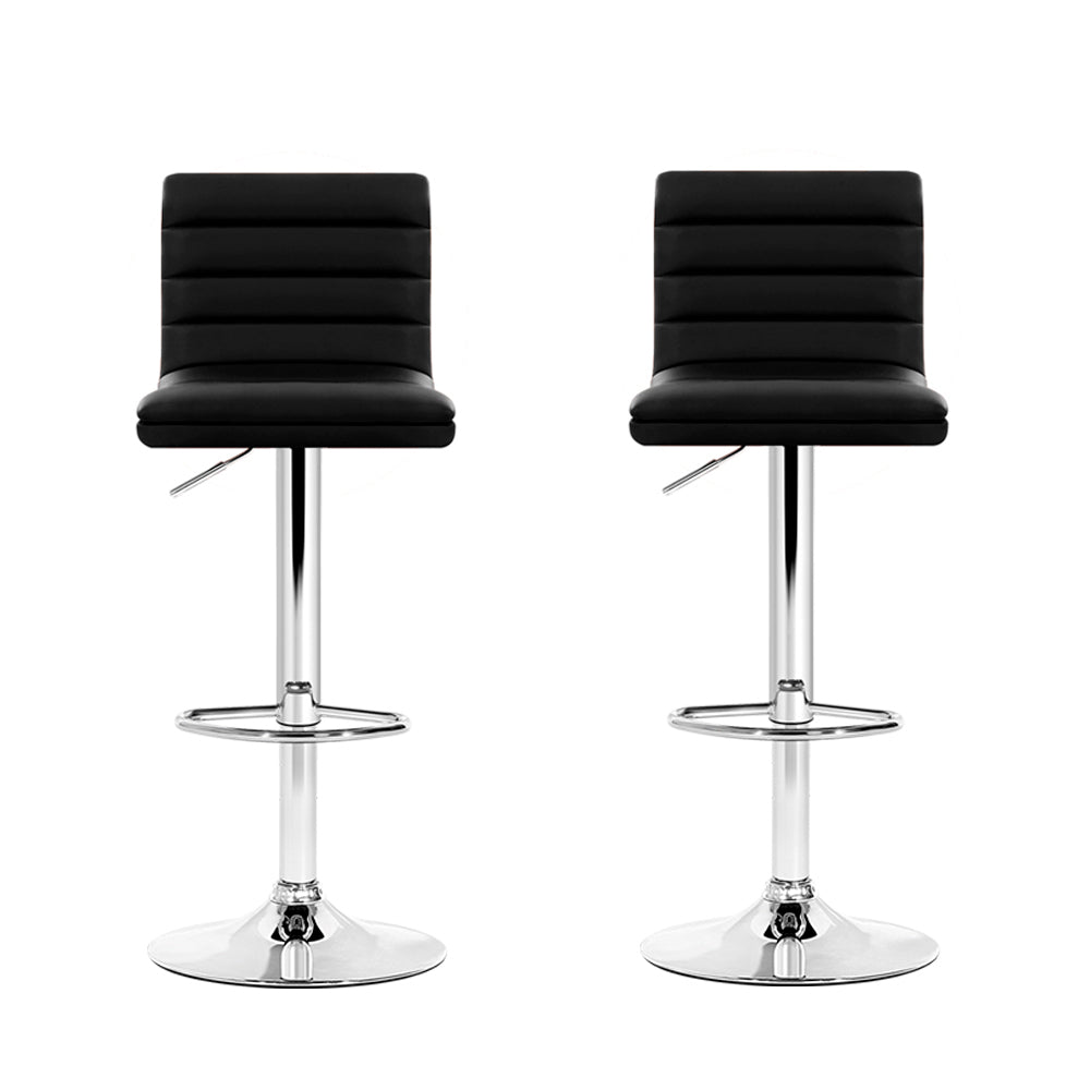 Cambridge Leather Line Bar Stools – Black – Set of 2