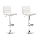 Rowan 2x Bar Stools Padded Leather Gas Lift White