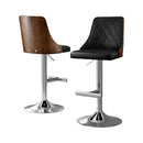 Haven 2X Bar Stool Wood Swivel Adjustable Kitchen Counter Stool Leather Black