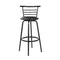 Set of 2 - Leather Bar Stools - Black and Steel