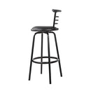 Set of 2 - Leather Bar Stools - Black and Steel