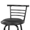 Set of 4 - Leather Bar Stools - Black and Steel