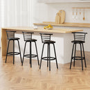 Cove 4x Bar Stools Swivel Leather Padded Metal