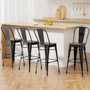 Cove 4x Metal Bar Stools Wooden Seat Retro Counter Stool