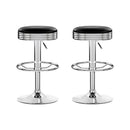 Artiss Set of 2 Backless PU Leather Bar Stools - Black and Chrome