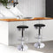 Set of 2 - Leather Backless Bar Stools - Black and Chrome