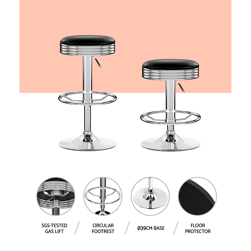 Linden Backless Bar Stools – Black – Set of 2