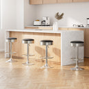 Cove 4x Bar Stools Leather Padded Gas Lift Silver