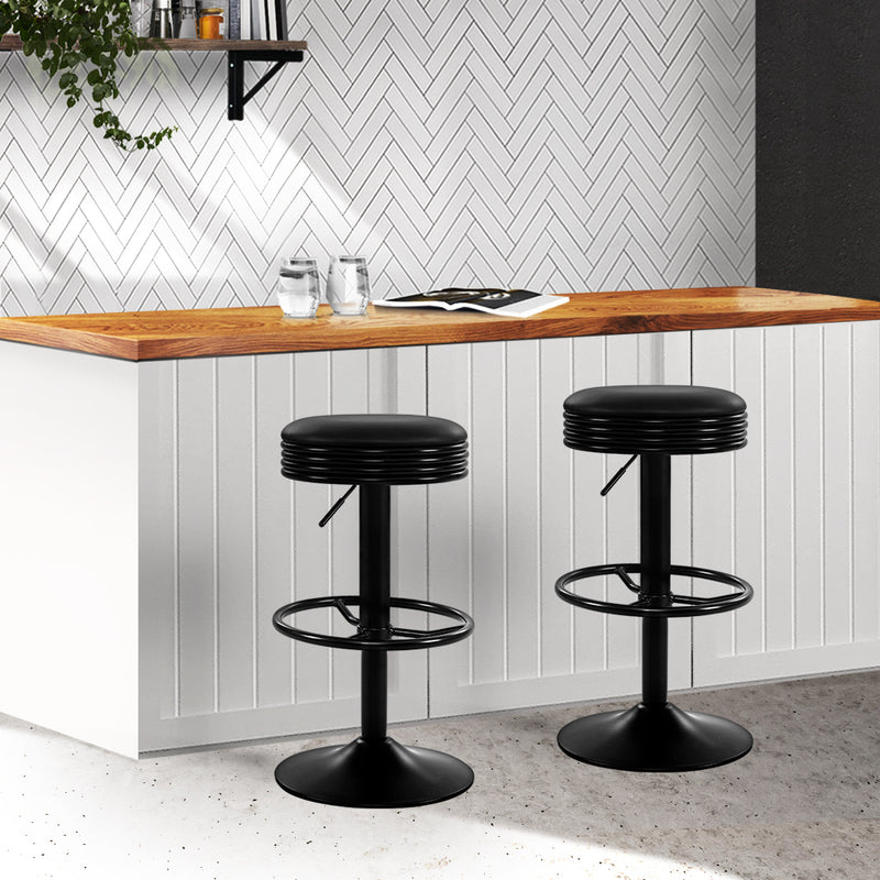 Set of 2 - Gas Lift Bar Stools - Black