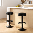 Rowan 2x Bar Stools Leather Padded Gas Lift Black