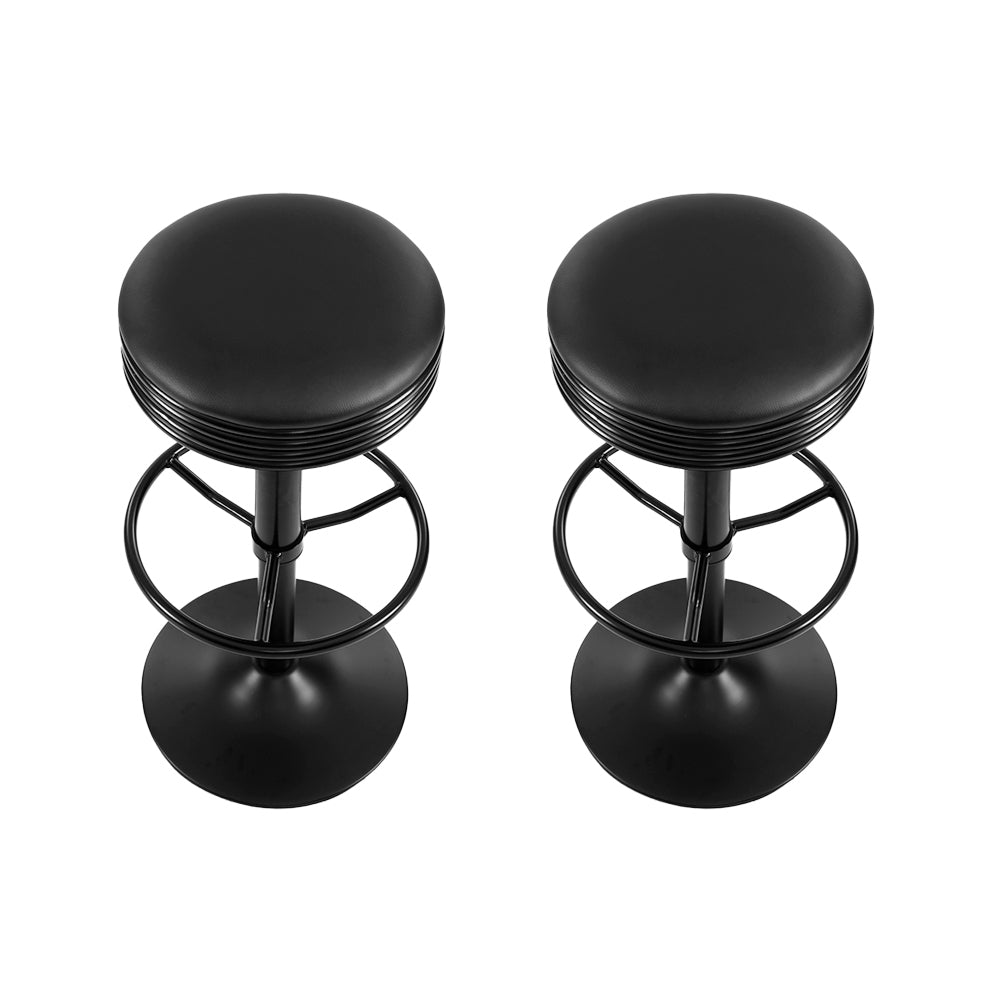 Marston Gas Lift Leather Bar Stools – Black – Set of 2