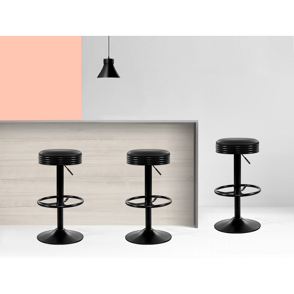 Marston Gas Lift Leather Bar Stools – Black – Set of 2