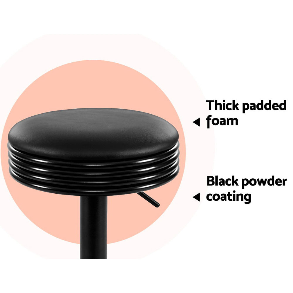 Marston Gas Lift Leather Bar Stools – Black – Set of 2