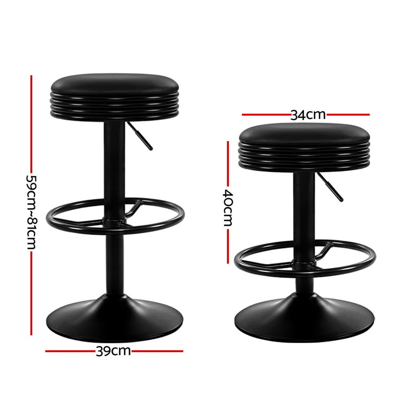 4 x Leather Bar Stools – Gas Lift, Black