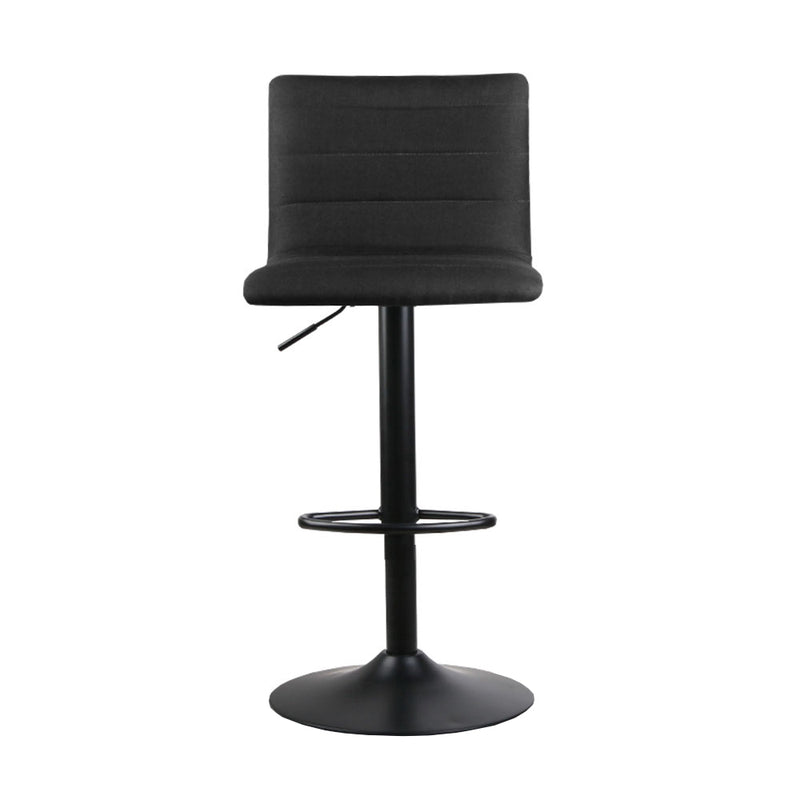 Set of 2 - Linen Bar Stools - Black