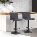 Set of 2 - Linen Bar Stools - Black