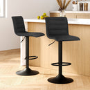Cove 2x Bar Stools Gas Lift Linen Fabric Black