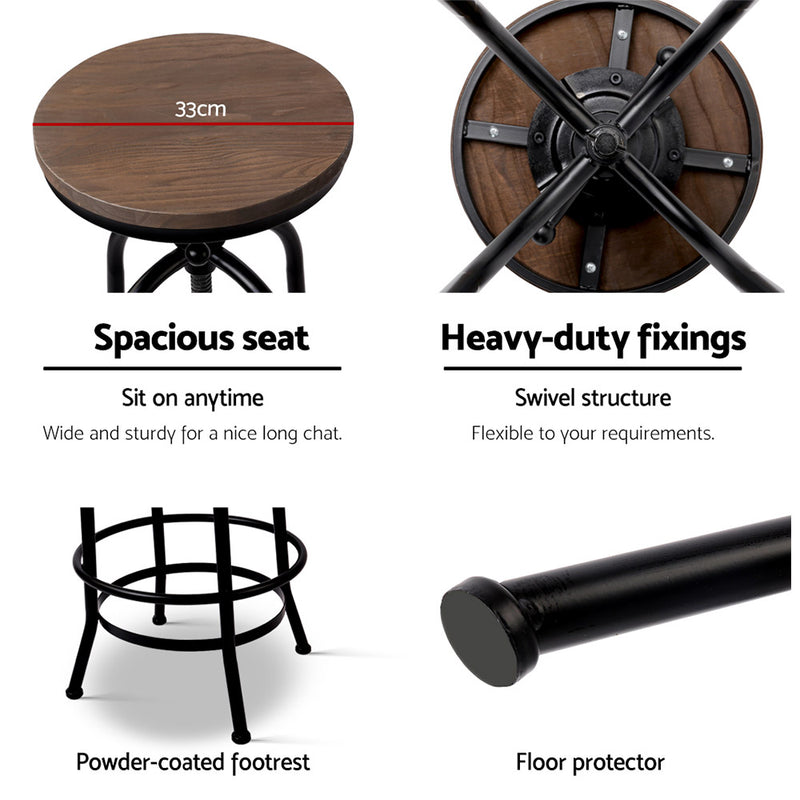 Adjustable Wooden Bar Stool