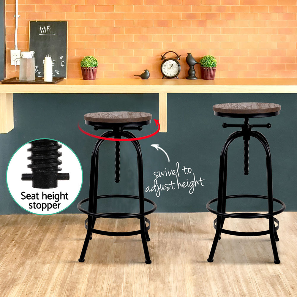 Alderon Adjustable Bar Stool – Black – 90 cm