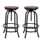 2 x Adjustable Wooden Bar Stools – Natural Finish
