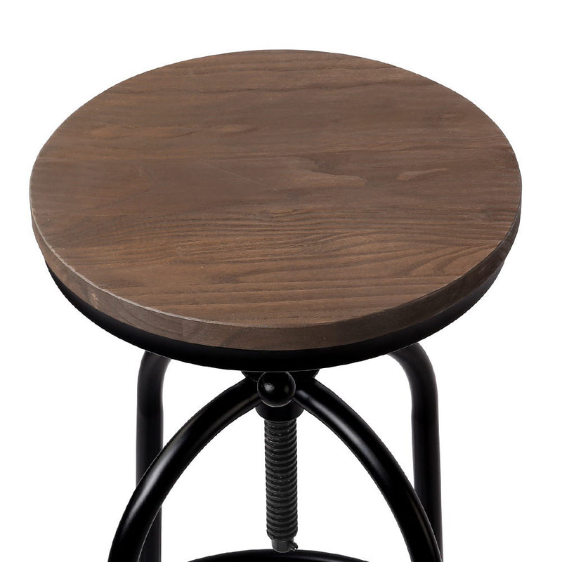 2 x Adjustable Wooden Bar Stools – Natural Finish