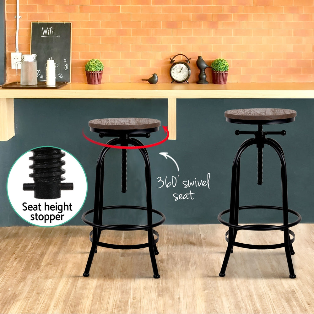 Dalton Adjustable Bar Stools – Black – Set of 4