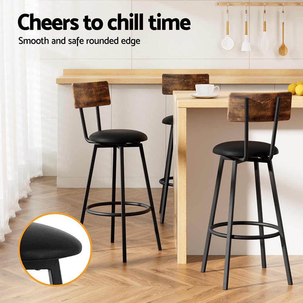 Linden Industrial Bar Stools – Black – Set of 4