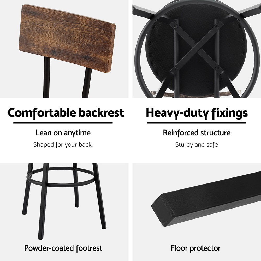 Linden Industrial Bar Stools – Black – Set of 4