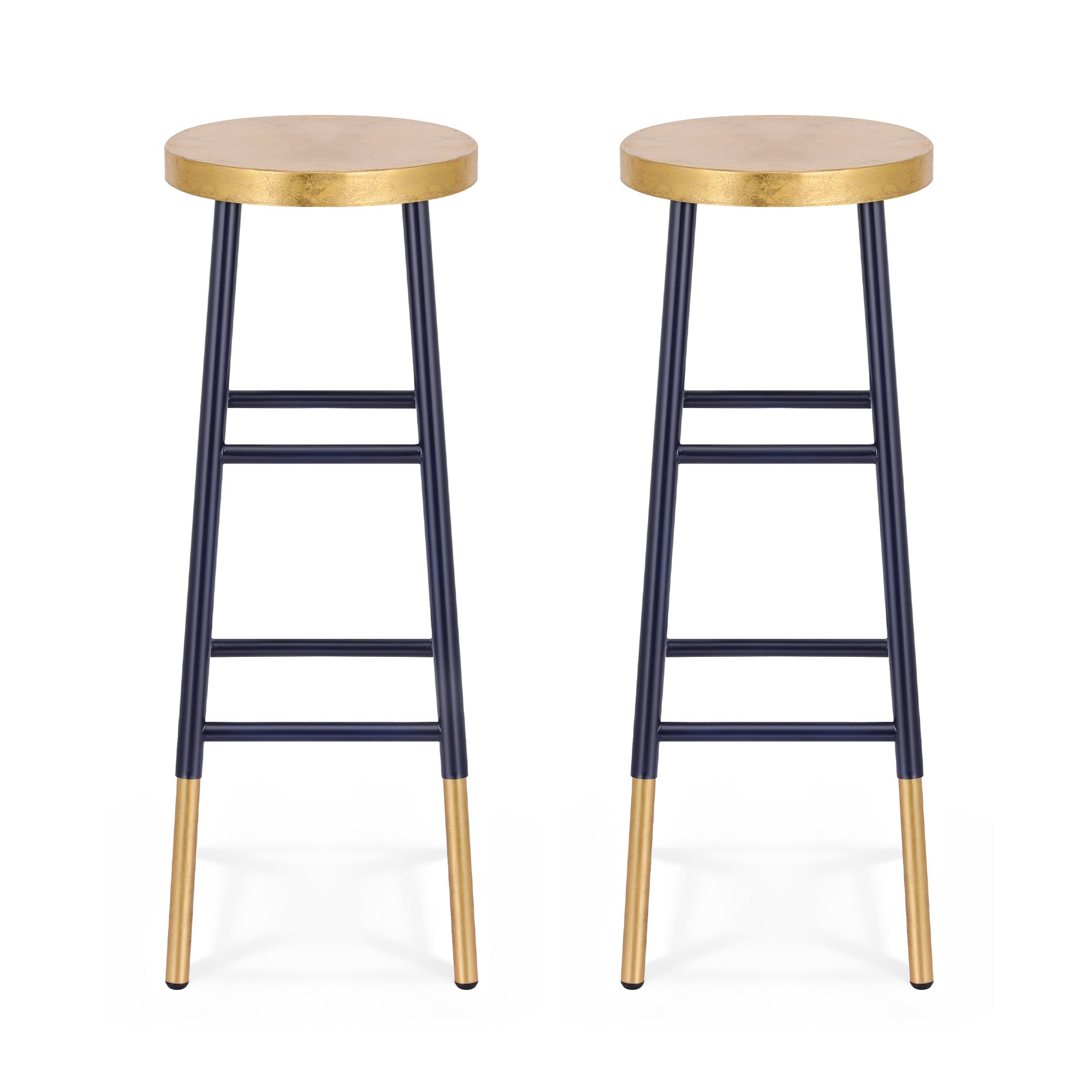 Nova Bar Stools – Navy & Gold – Set of 2
