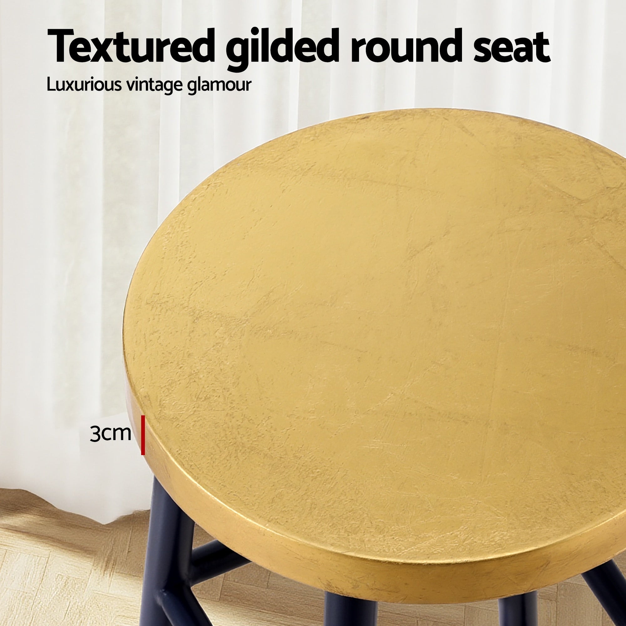 Nova Bar Stools – Navy & Gold – Set of 2