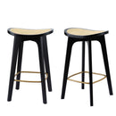 Rowan 2x Bar Stools Rattan Counter Kitchen Dinning Chair Bamboo Saddle Black