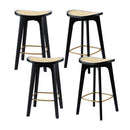 Arlo 4x Bar Stools Rattan Counter Kitchen Dinning Chair Bamboo Saddle Black