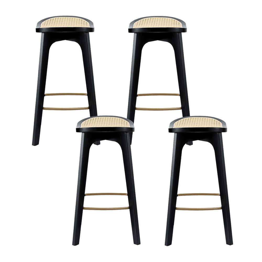 Arlo Rattan Bar Stools – Black – Set of 4