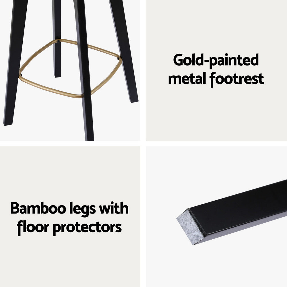 Arlo Rattan Bar Stools – Black – Set of 4