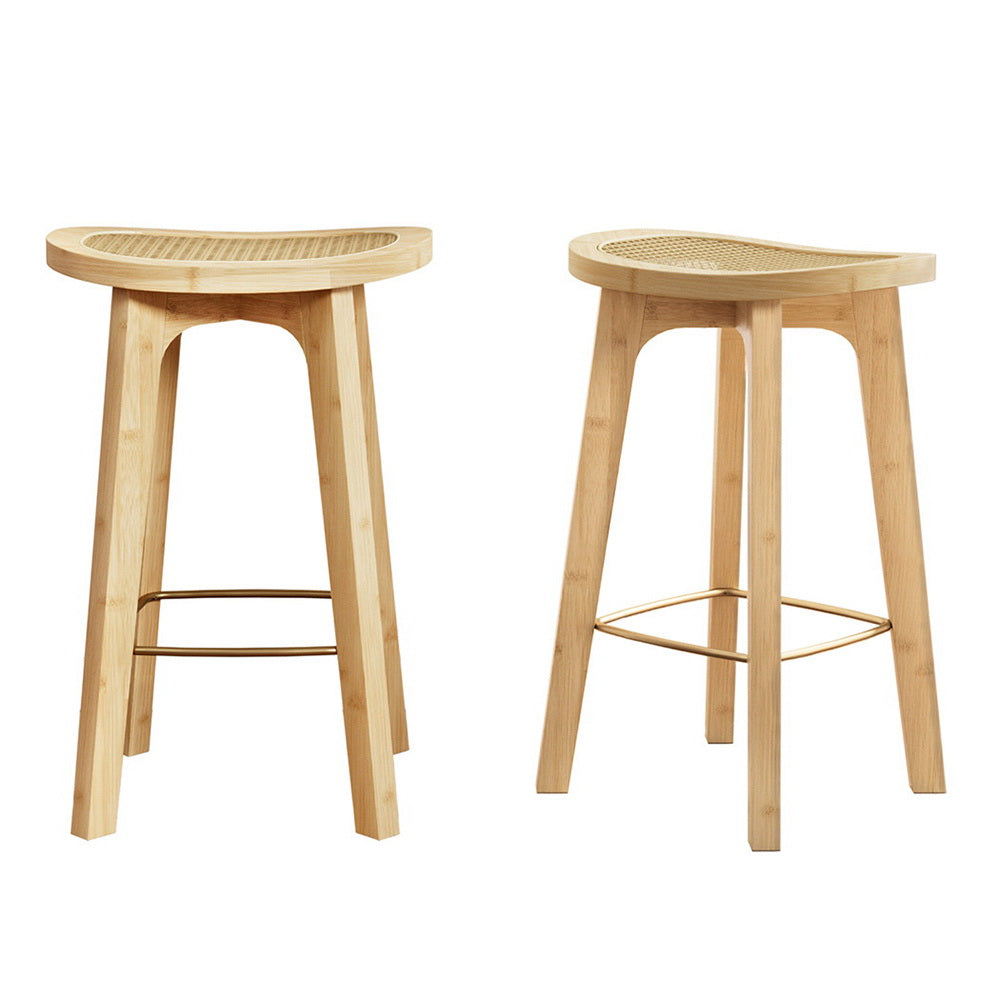 Nova 2x Bar Stools Bamboo Rattan Stool Counter Chair Kitchen Barstools