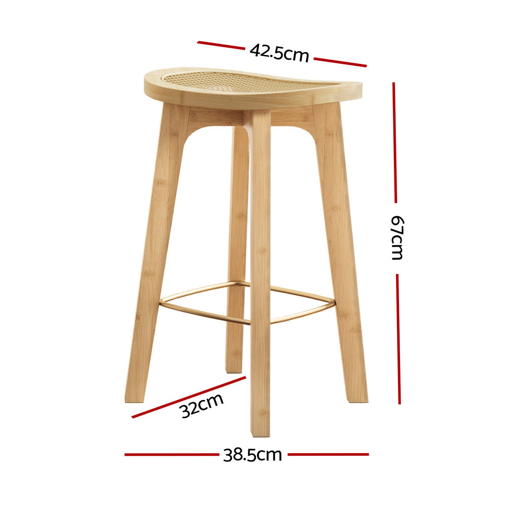 Kaia Bamboo Rattan Bar Stools – Multi – Set of 2