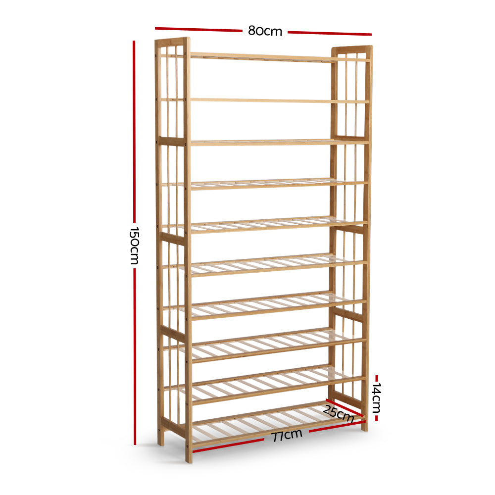 Bamboo Shoe Rack – Natural – 10 Tier