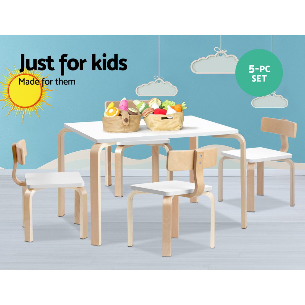 Zander Kids Activity Play Desk Set – White – 5 Piece