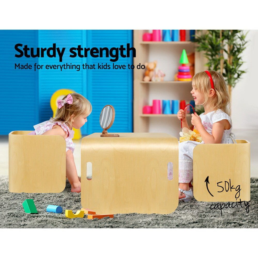 Arlo Kids Table and Chairs Set – Natural – 3 Piece