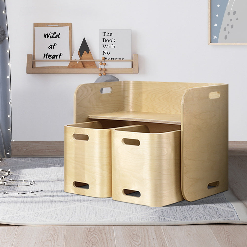 Arlo 3PCS Kids Table and Chairs Set Multifunctional Storage Desk