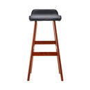 Set of 2 - Leather Wood Wave Style Bar Stool - Black