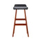Set of 2 - Leather Wood Wave Style Bar Stool - Black