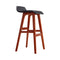 Set of 2 - Leather Wood Wave Style Bar Stool - Black