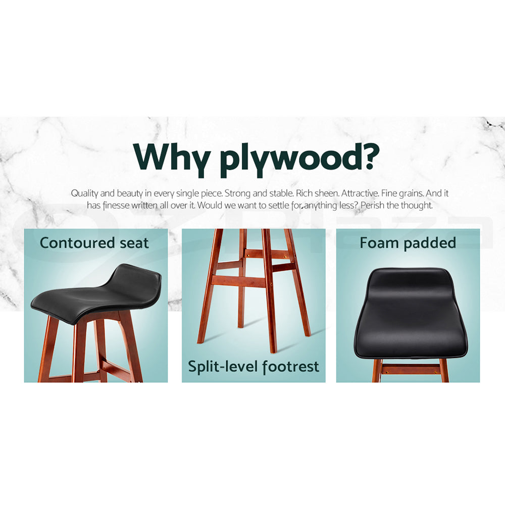 Silvia Wooden Bar Stools – Black – Set of 4