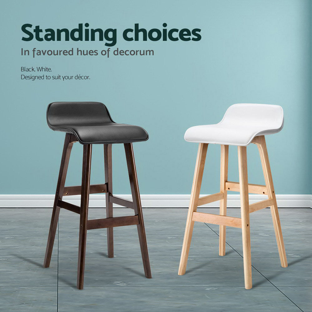 Bentley Wooden Bar Stools – White – Set of 2
